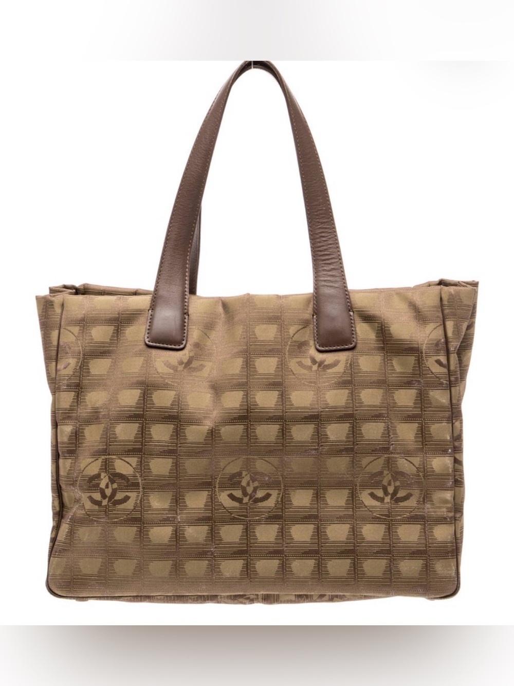 CHANEL Brown & Tan Monogram Travel Ligne Tote